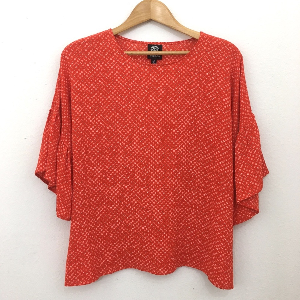 bobeau blouse bell sleeve orange size small